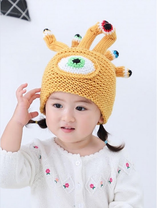 Little Kid's Alien Themed Knitted Hat